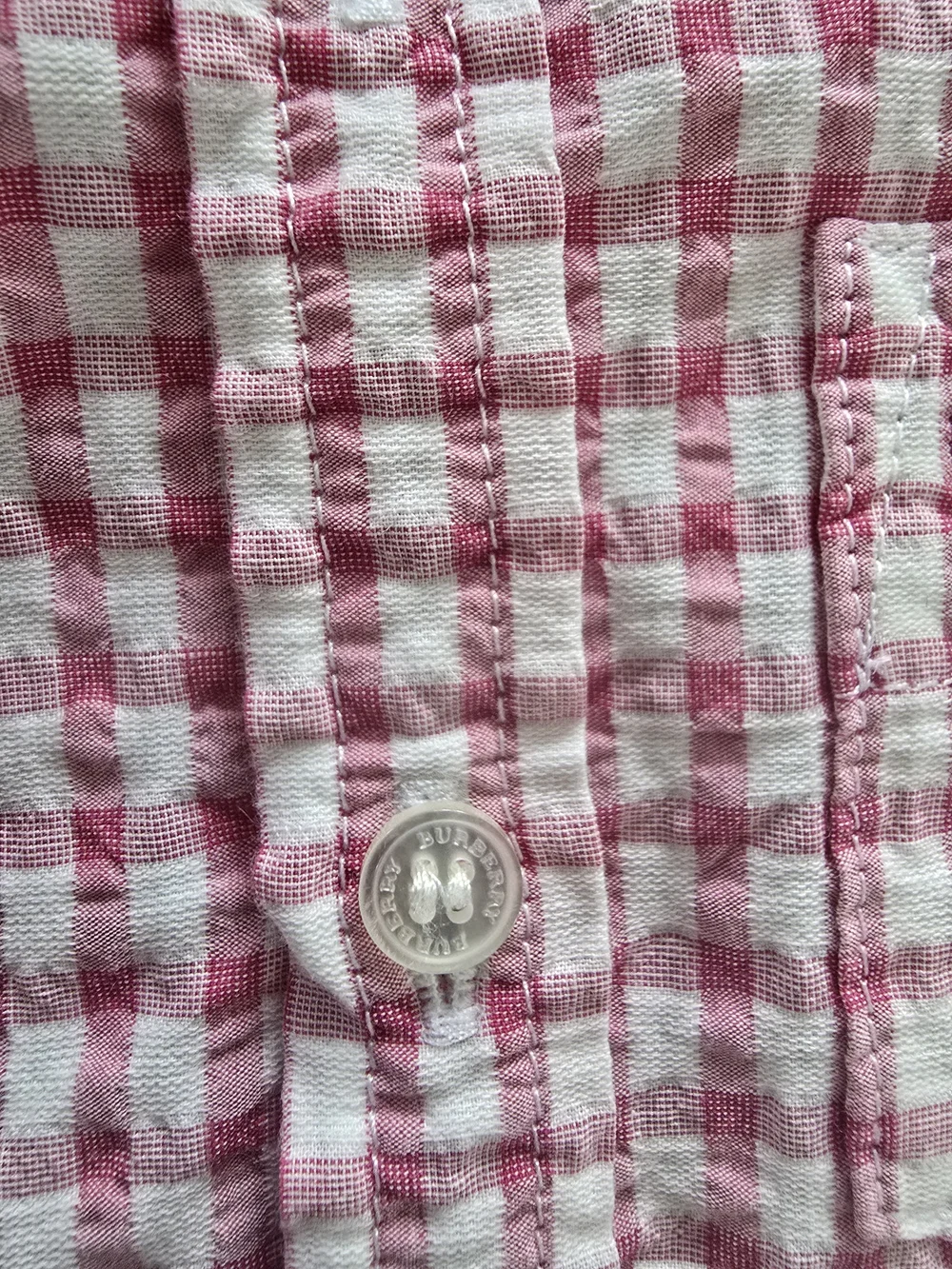 Burberry Pink Gingham Short-Sleeve Button-Up Shirt For Boy
